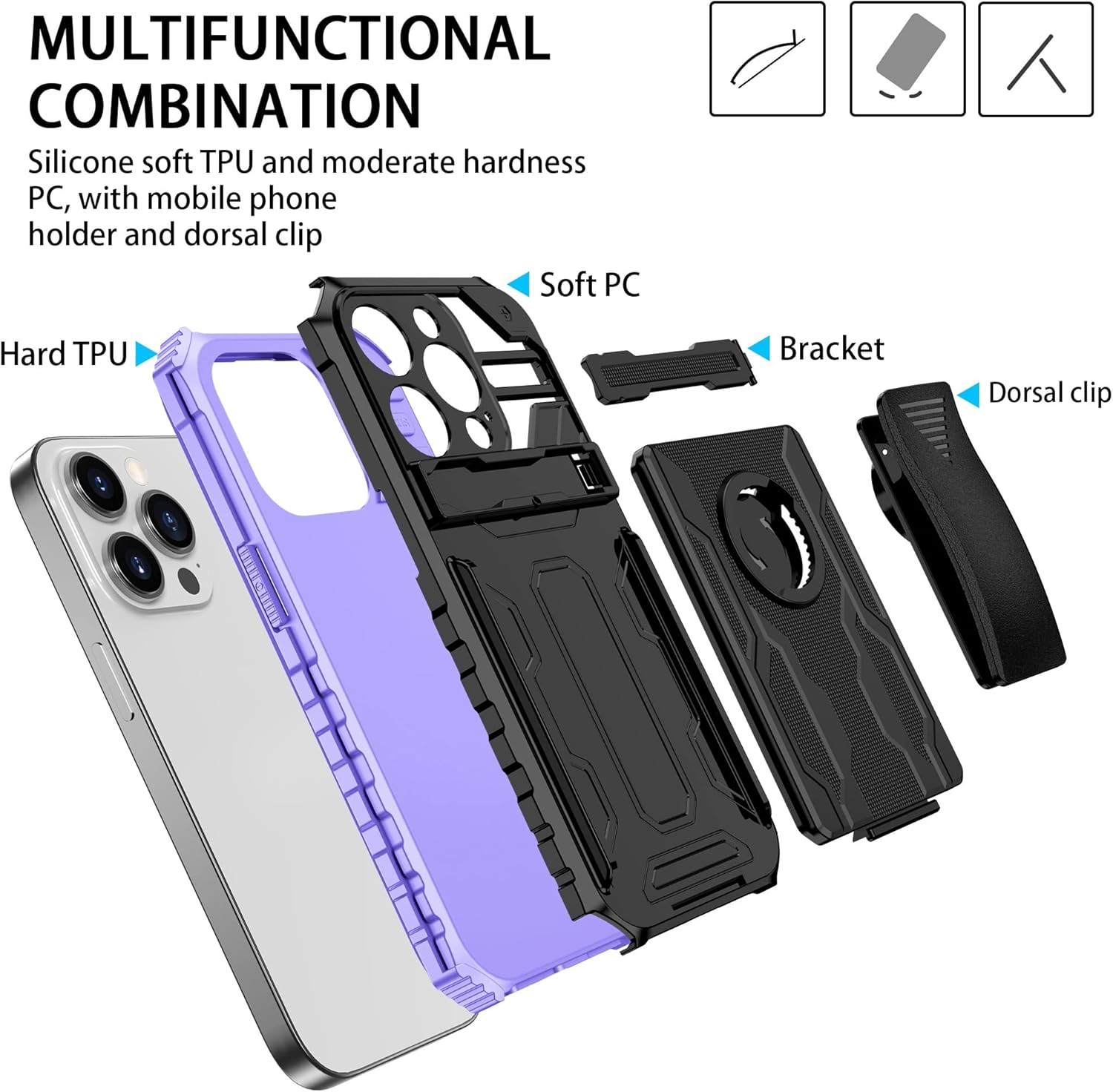 Funda para teléfono compatible con Xiaomi POCO X3X3 NFCX3 Pro con rotación de 360 para cinturón con clip, protección de grado militar, resistente a