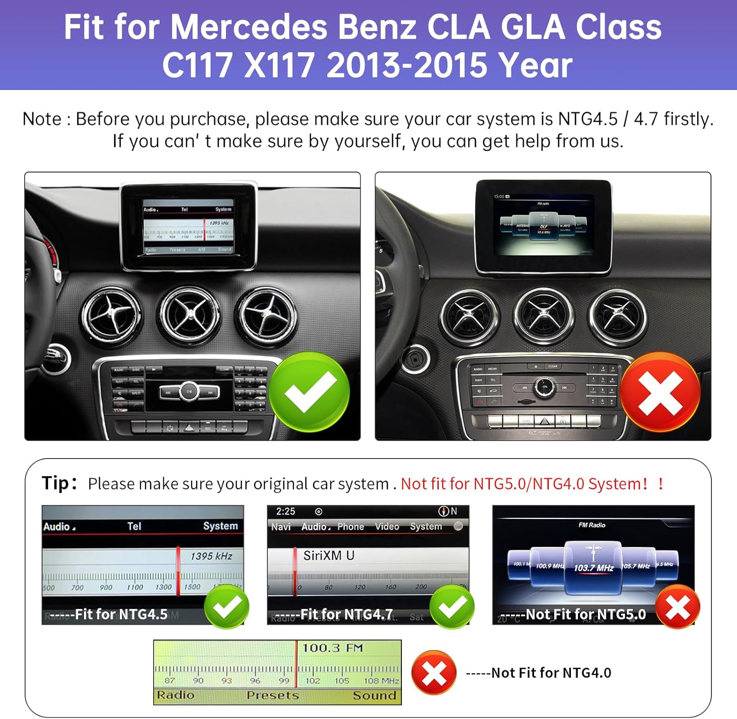 Road Top Android 13 – Radio de coche con pantalla táctil de 12.3 pulgadas, estéreo de coche para Mercedes Benz CLA GLA Clase C117 X117 X156