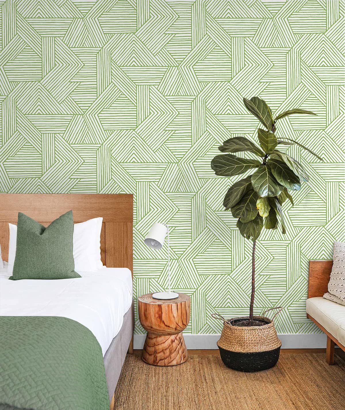 NextWall Stacy Garcia Home – Papel tapiz geométrico grabado sintético (verde primaveral)