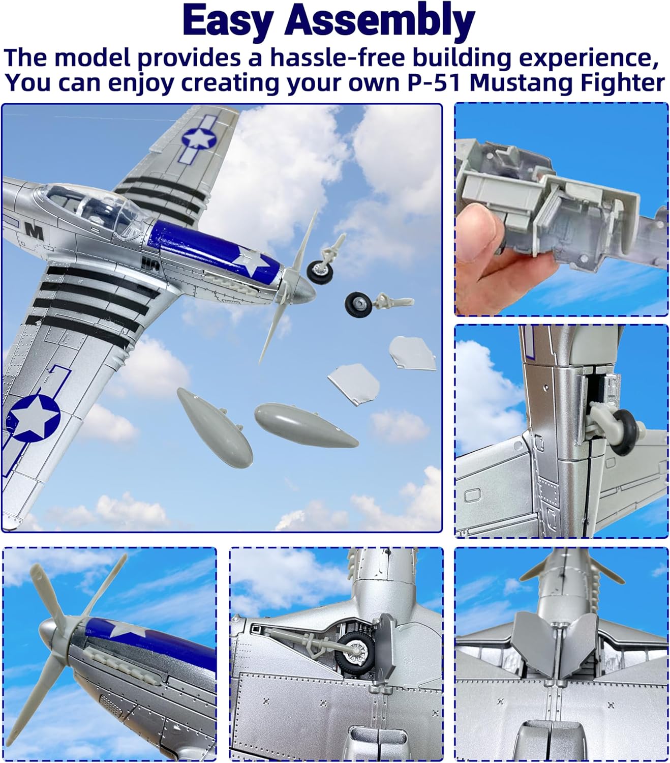 TKXOX P-51 Mustang Modelo Kit, 148 de plástico avión de combate modelo para entusiastas militares, Fighter of World War II P-51D Model Building
