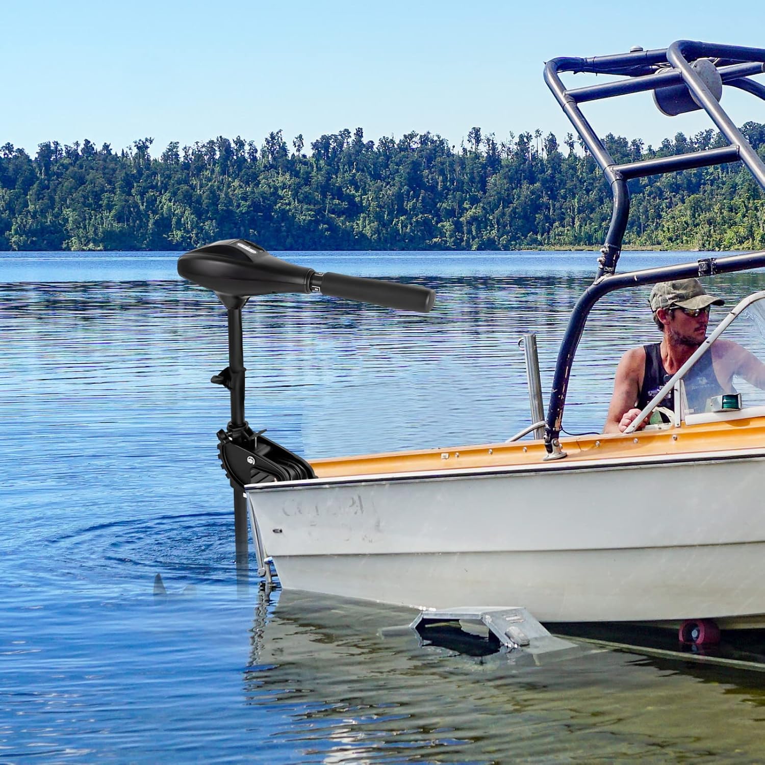 Motor de arrastre eléctrico de empuje de 40 libras, 12 V, motor de arrastre eléctrico de agua salada montado en el popa de empuje para barcos de