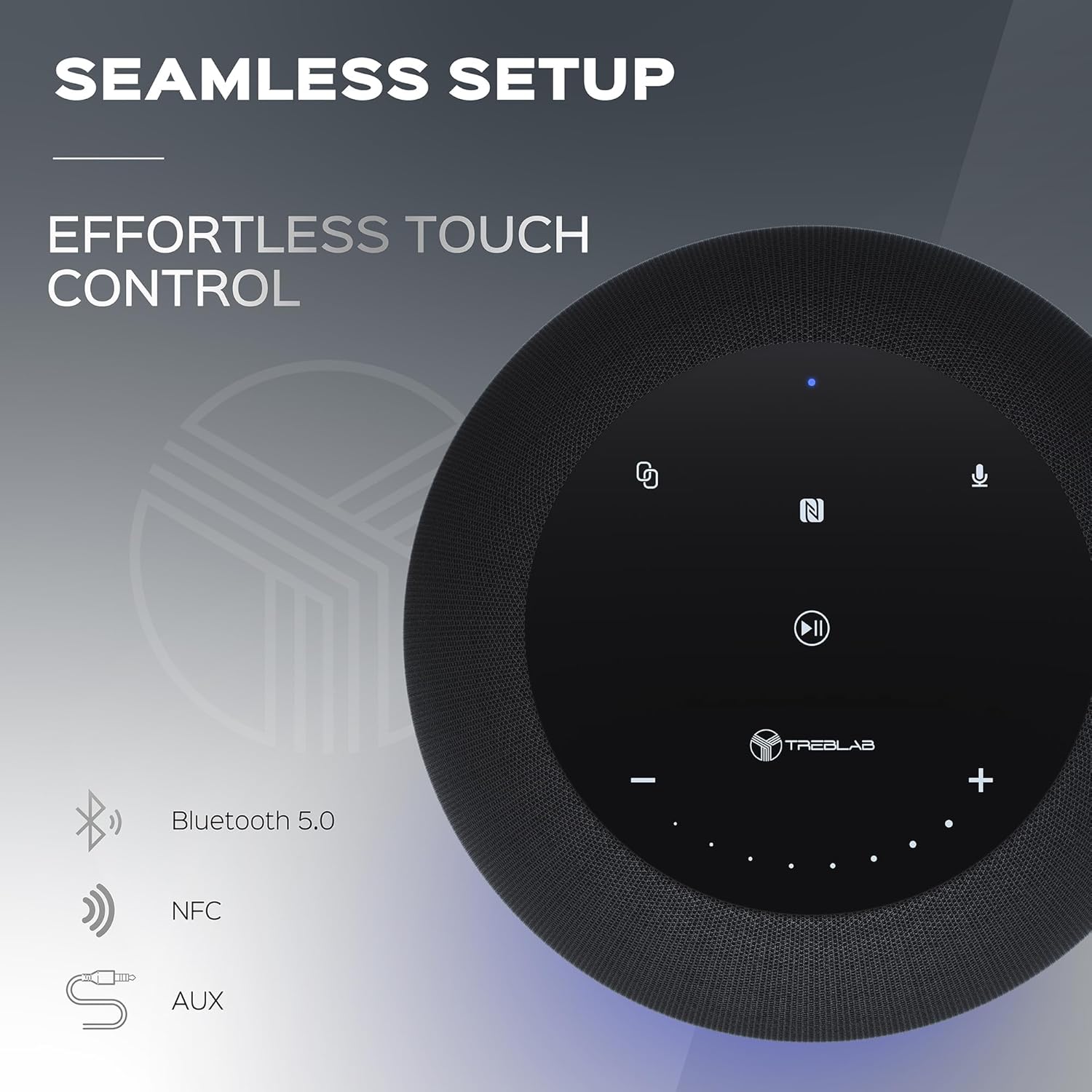 TREBLAB Altavoz Bluetooth portátil HD-360 – Potente sistema de 5 controladores con subwoofer y 8 radiadores de graves, sonido envolvente de 360 ,
