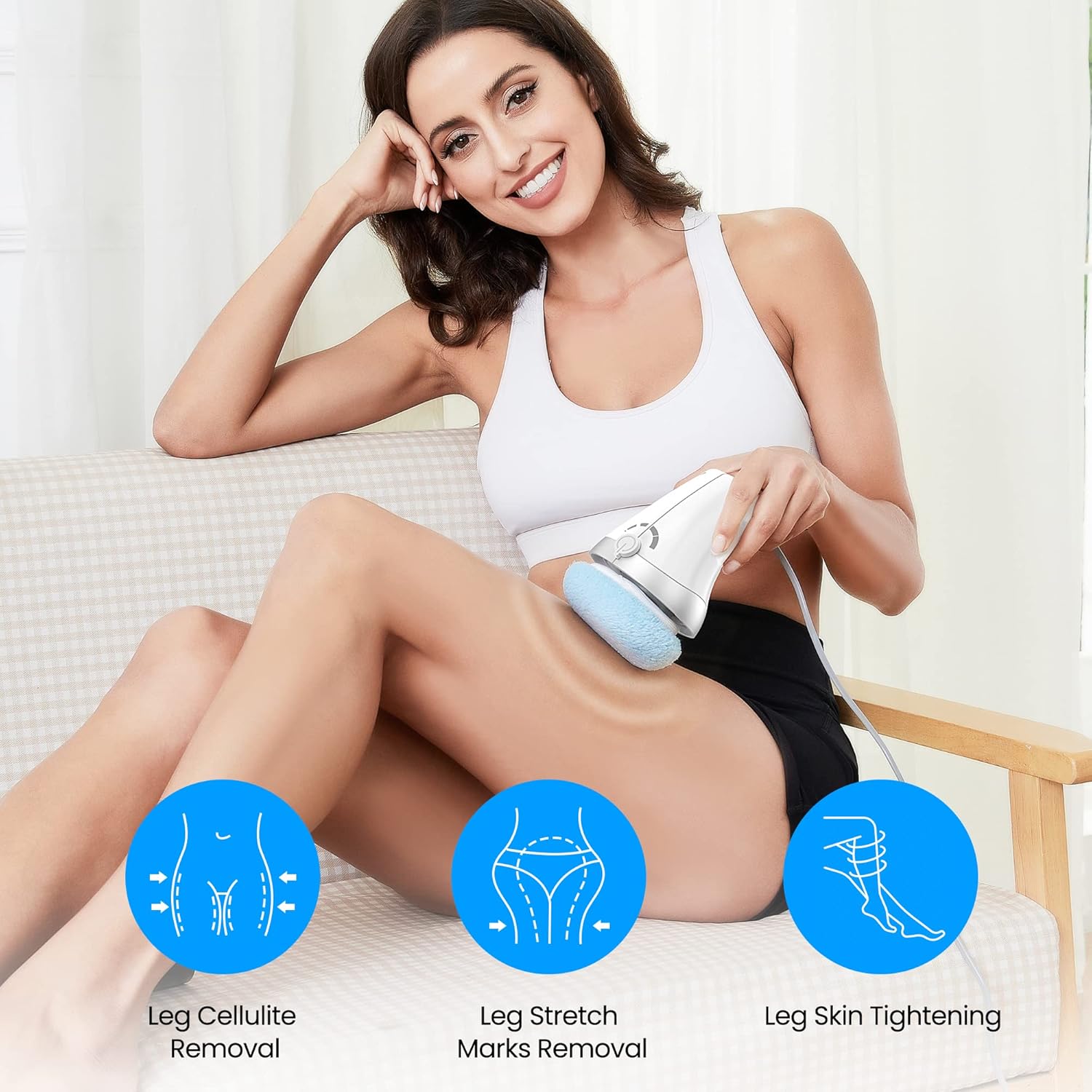 WLCMRD Máquina para esculpir el cuerpo, masajeador eléctrico de celulitis con 6 almohadillas lavables, masajeador para esculpir el cuerpo, piernas y