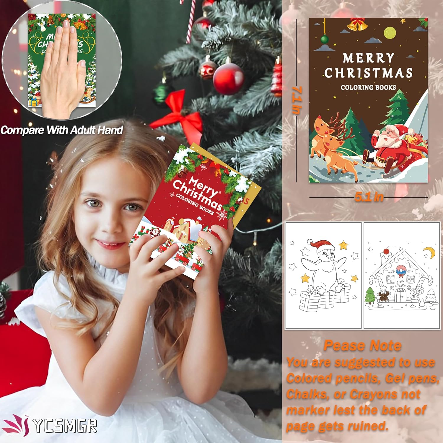 Paquete de 48 libros de Navidad para colorear para niños, niñas, niños, regalos de fiesta de Navidad, libros para colorear a granel, medias de