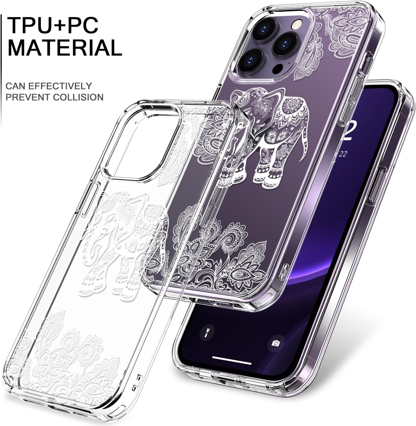 bicol Funda compatible con iPhone 15 Pro, funda transparente con diseños de moda para niñas y mujeres, ajuste delgado, a prueba de golpes, funda