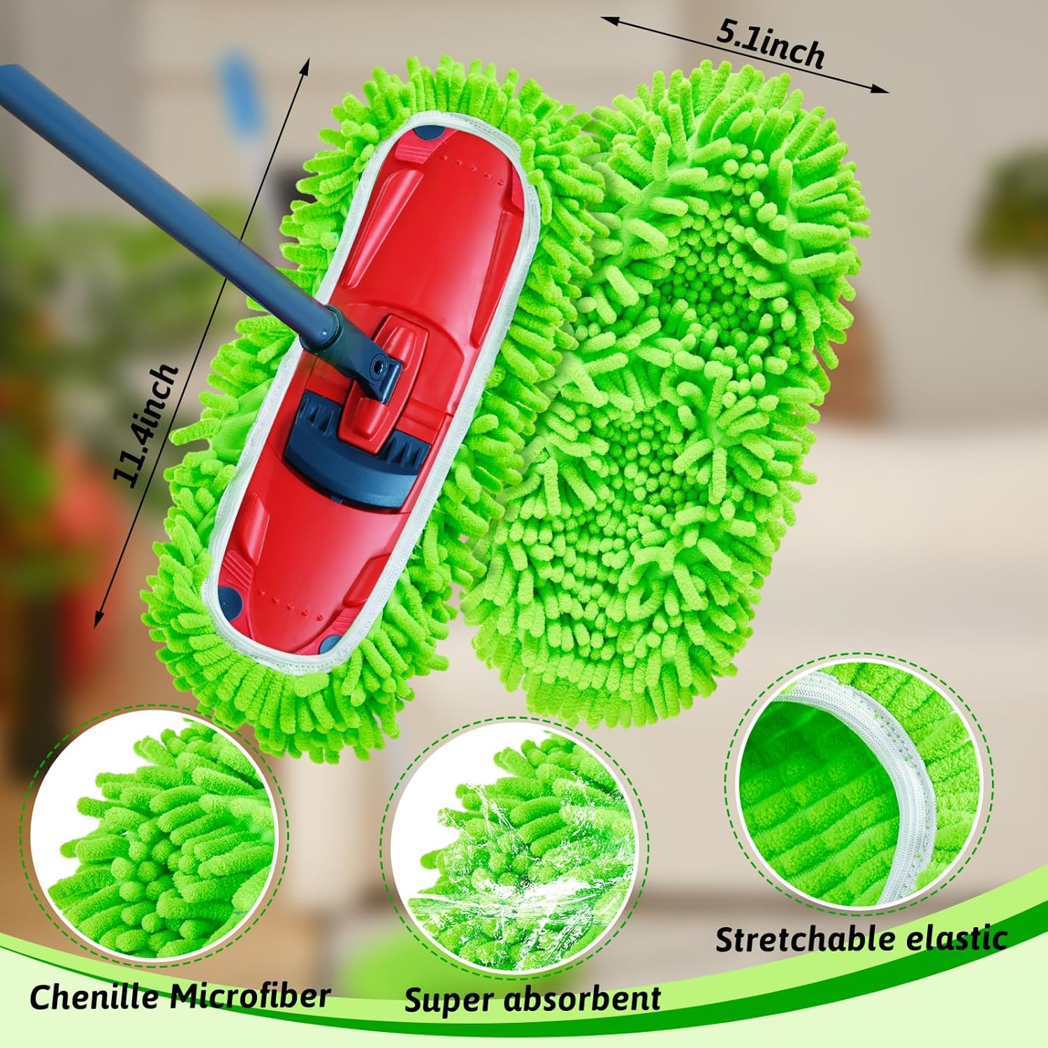 12 almohadillas reutilizables para fregona compatibles con Swiffer Sweeper Mop, almohadillas de microfibra reutilizables, cabezal de trapeador de