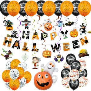 (62 piezas) Decoraciones de fiesta de Halloween para interiores, juego de decoración de globos de Halloween, decoración de globos para porche de (62 piezas) Decoraciones de fiesta de Halloween para interiores, juego de decoración de globos de Halloween, decoración de globos para porche de