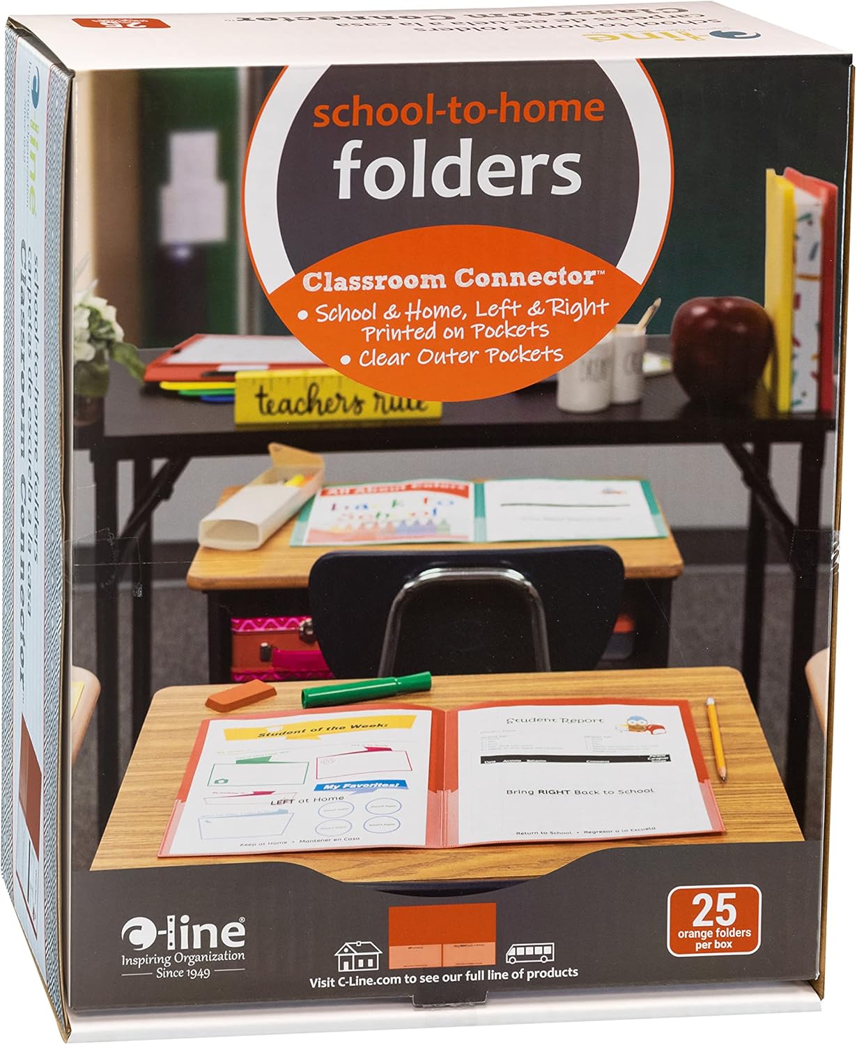 C-Line aula Conector School-to-Home Fólders, Anaranjado
