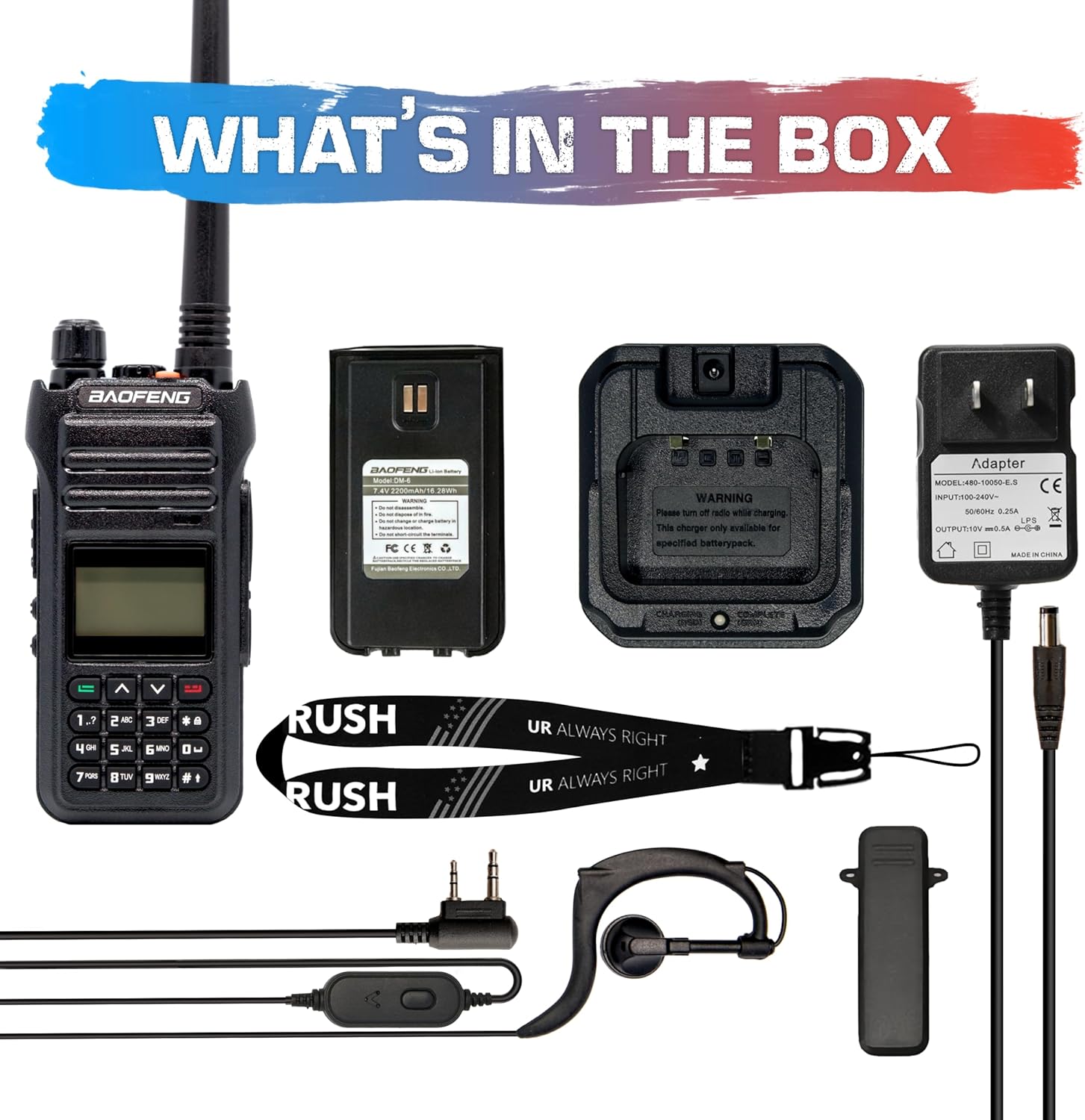 UV-9Rush Pro 10 W (actualizado Baofeng BF-H5) Radio portátil de mano UHF VHF Radio de mano de doble banda IP54 con batería de 2200 mAh. Pin K2
