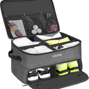 YOREPEK Organizador de maletero de golf de 2 capas, casillero de golf impermeable con compartimento ventilado separado para 2 pares de zapatos, YOREPEK Organizador de maletero de golf de 2 capas, casillero de golf impermeable con compartimento ventilado separado para 2 pares de zapatos,