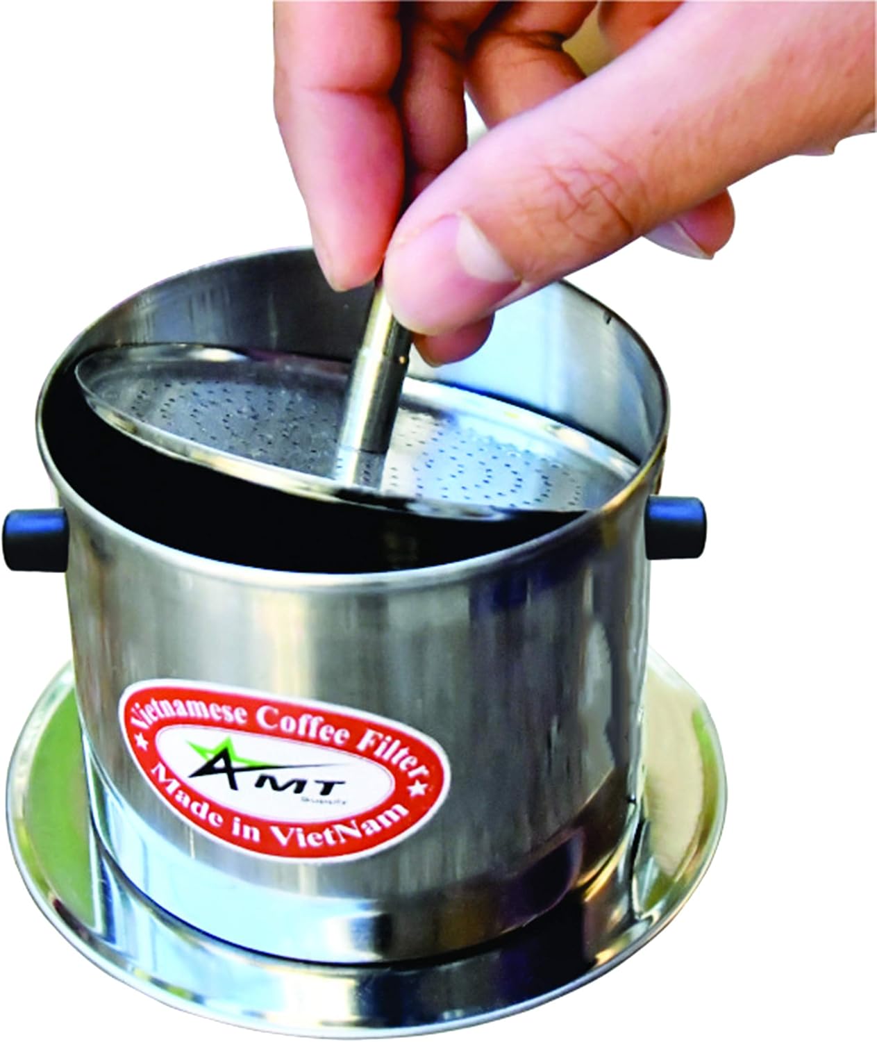 AMT Cafetera vietnamita de 13 onzas, 2-3 porciones Phin, café vietnamita con rosca para estilo vietnamita en la oficina en casa (13 onzas, corcho)