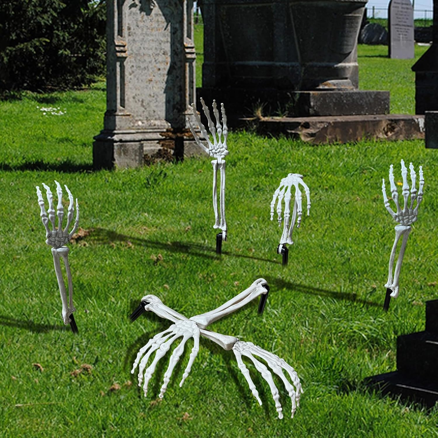 Estacas de esqueleto para decoración de Halloween de patio al aire libre, manos de esqueleto de aspecto realista, para estacas de césped, jardín,