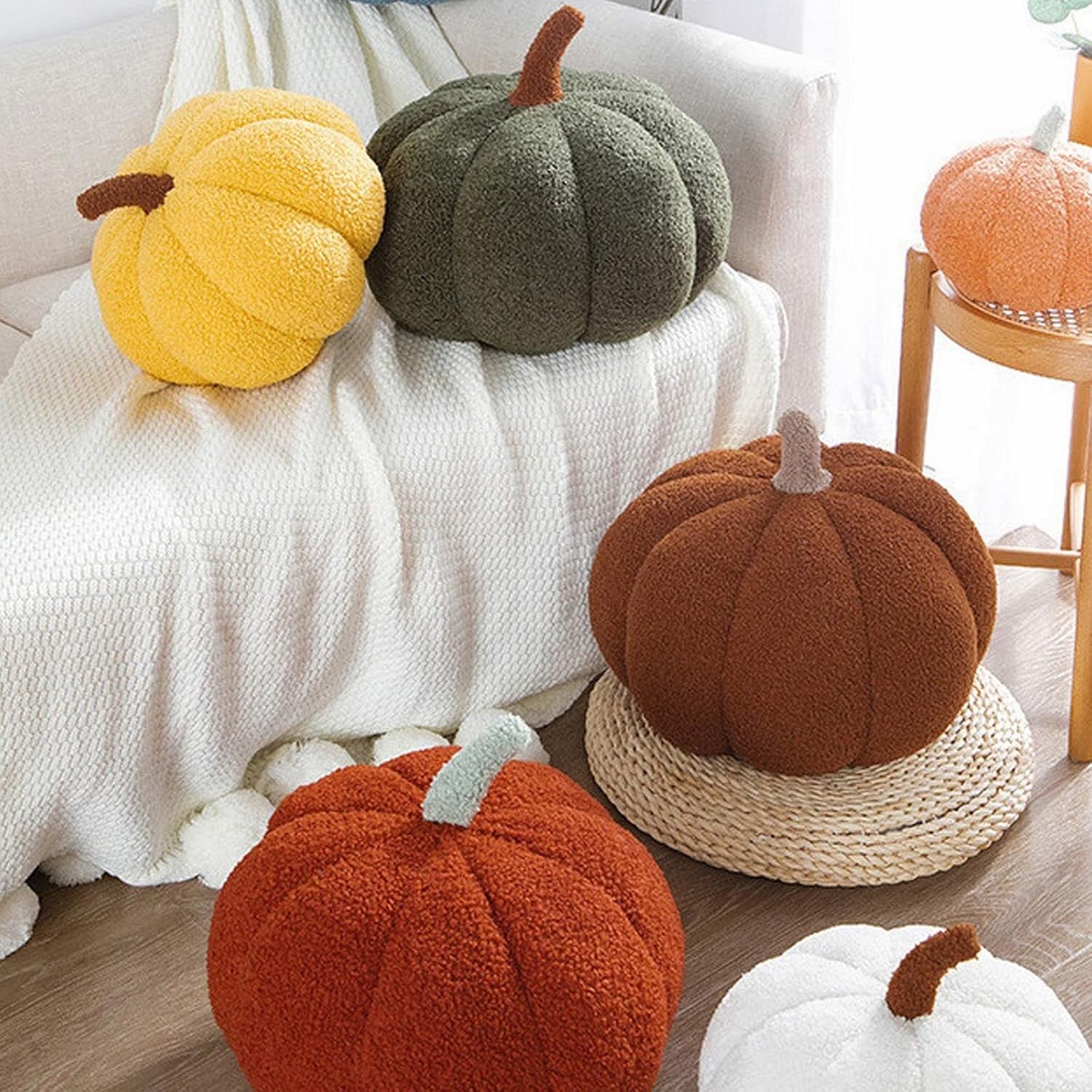 Almohada de peluche de calabaza, almohadas de calabaza de peluche, juguetes suaves, duraderos, decorativos en forma de 3D, cojín de calabaza para