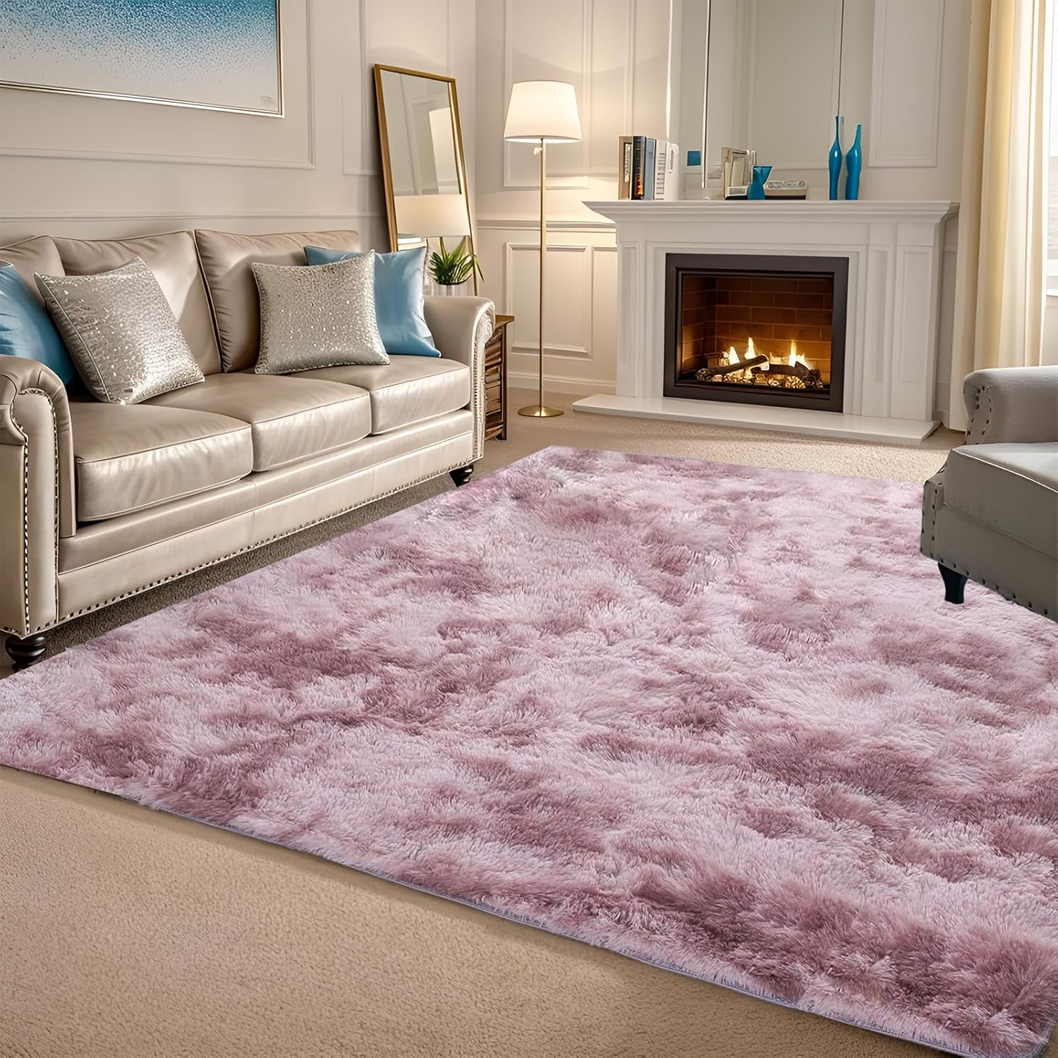 Poboton Alfombras de área para sala de estar, alfombra ultra suave y esponjosa, alfombra de felpa gruesa antideslizante de 5 x 7 pies, alfombras