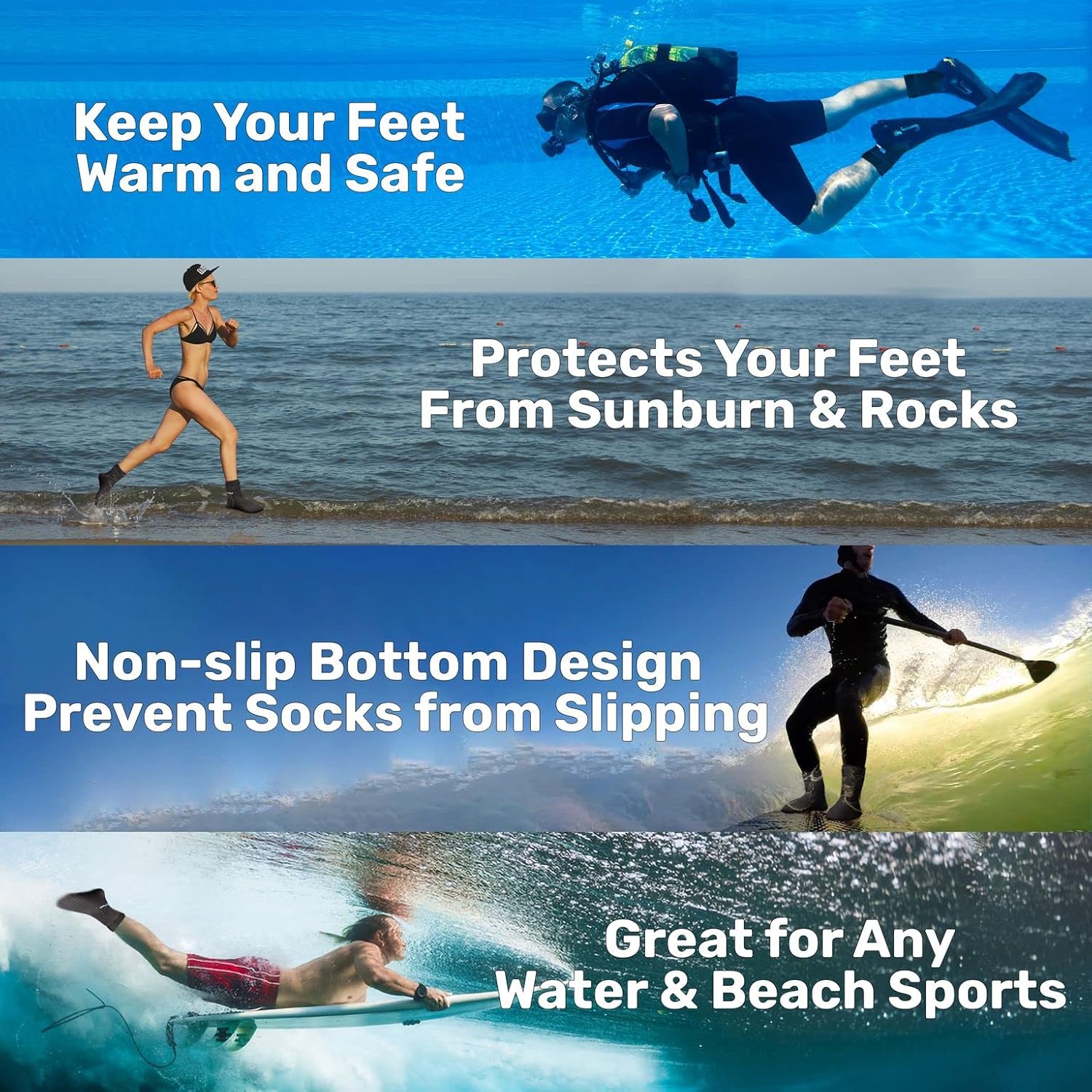 H2ODYSSEY Calcetines de buceo de neopreno de 0.197in – Calcetines de agua con tobillo alto para una protección extendida