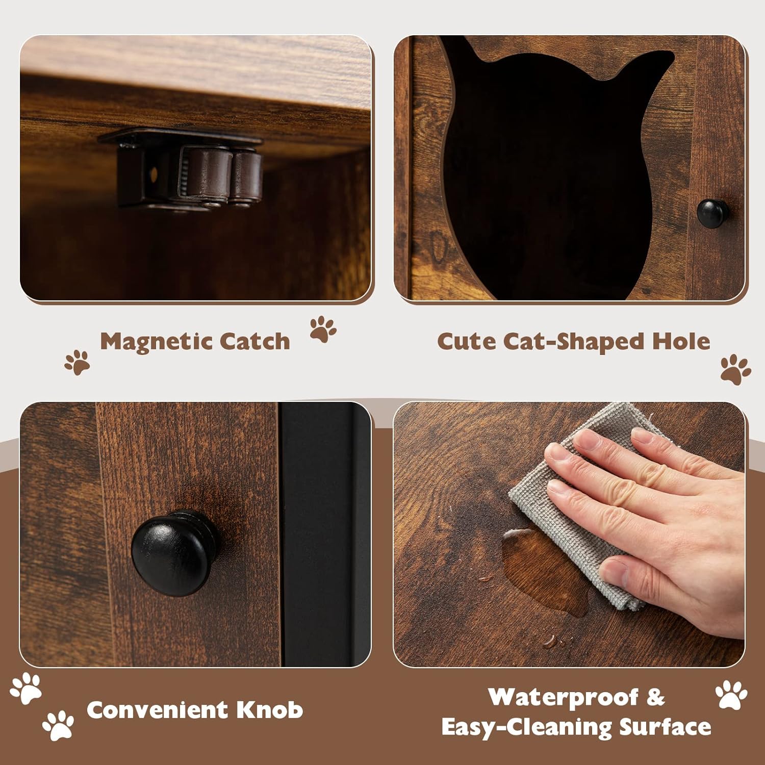 PETSITE Caja de arena, gabinete de baño para gatos con marco de metal, mesa auxiliar cerrada para gatos, mesita de noche, caja de arena oculta,