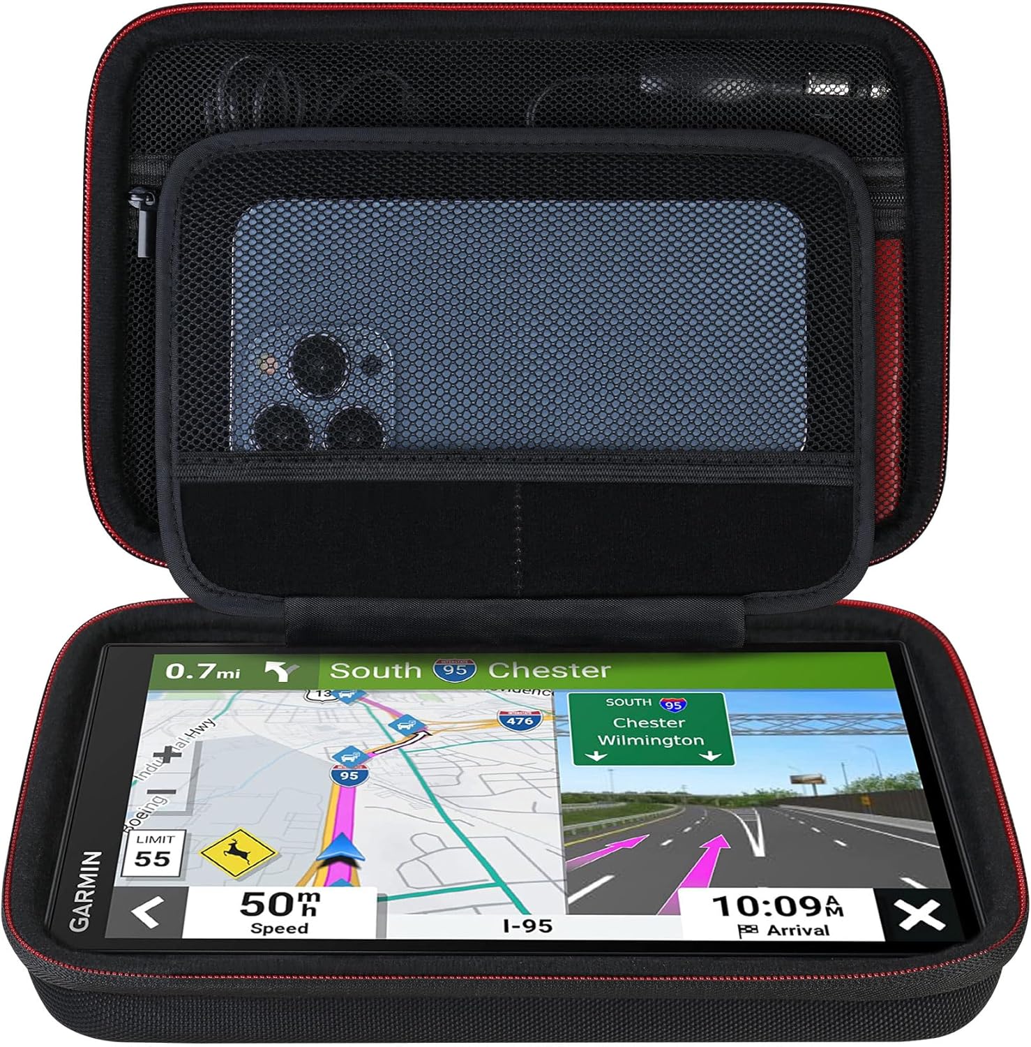 Elonbo Funda de transporte GPS para Garmin DriveSmart 76666561, DriveCam 76, Garmin RV 780795dezl OTR700OTR610 Garmin Catalyst GPS Navigator System,