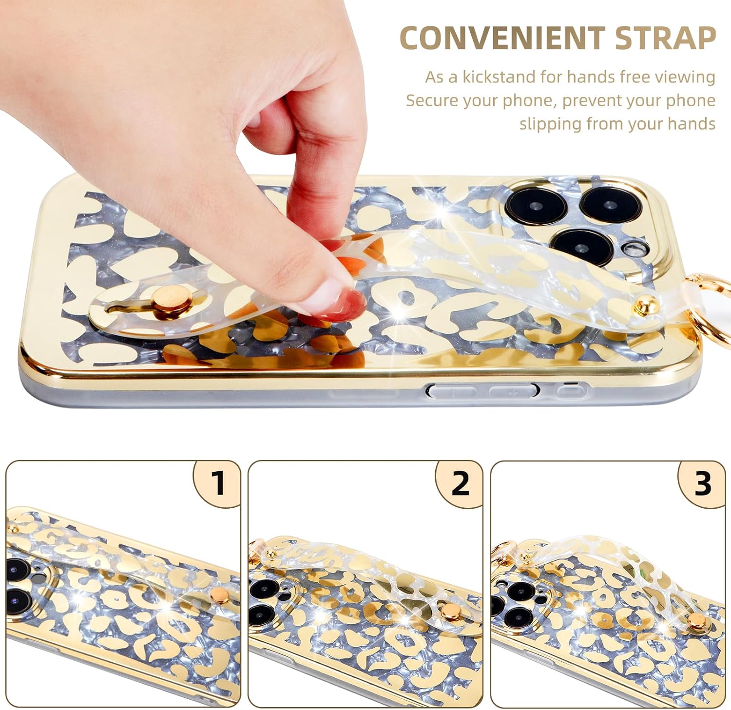 Funda para iPhone 13 Pro con función atril para Apple iPhone 13 Pro de 6.1 pulgadas (patrón de piel de leopardo)