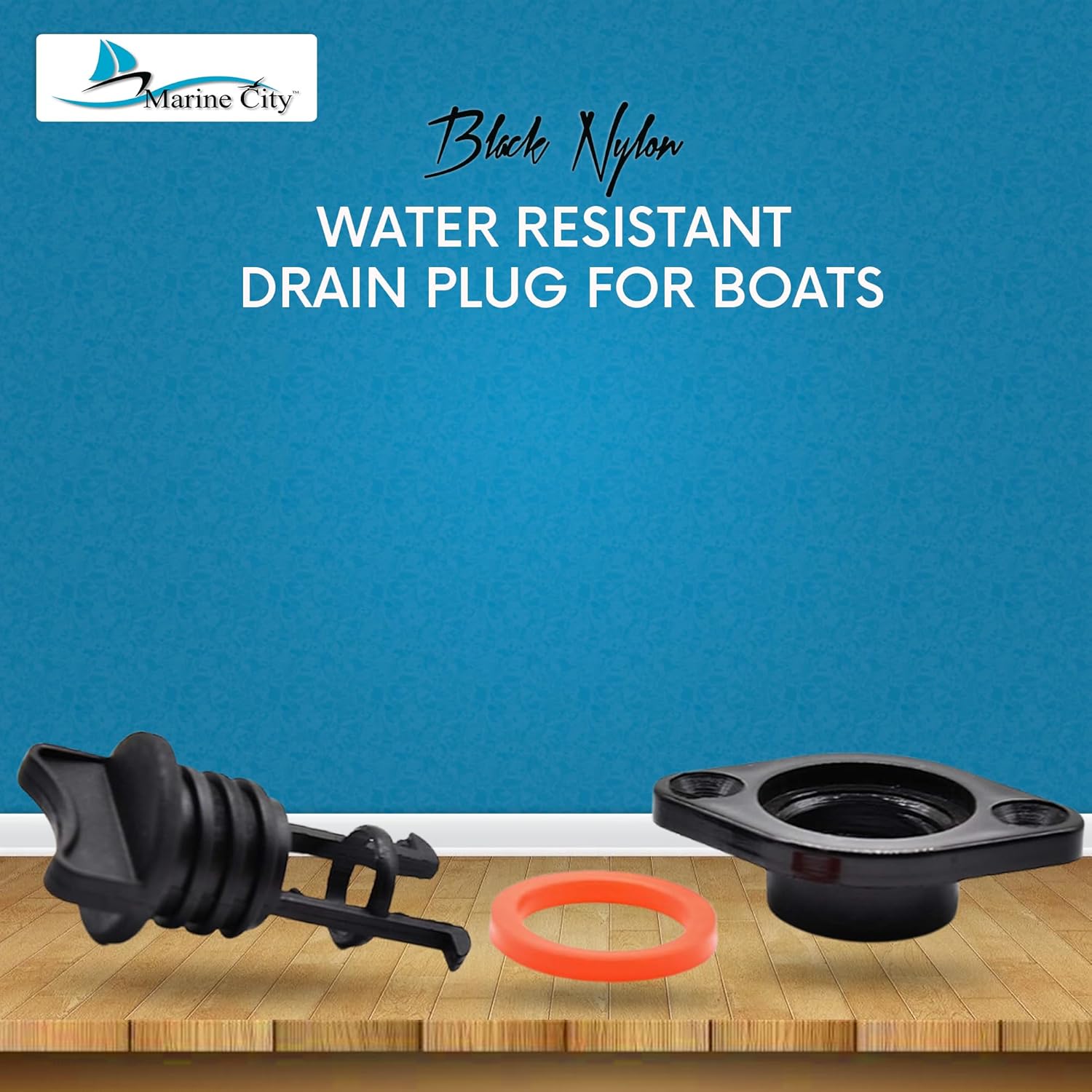 MARINE CITY Tapón de drenaje de nailon negro resistente al agua de 34 pulgadas para barcos, kayaks, canoas, botes inflables, balsas (paquete de 1)