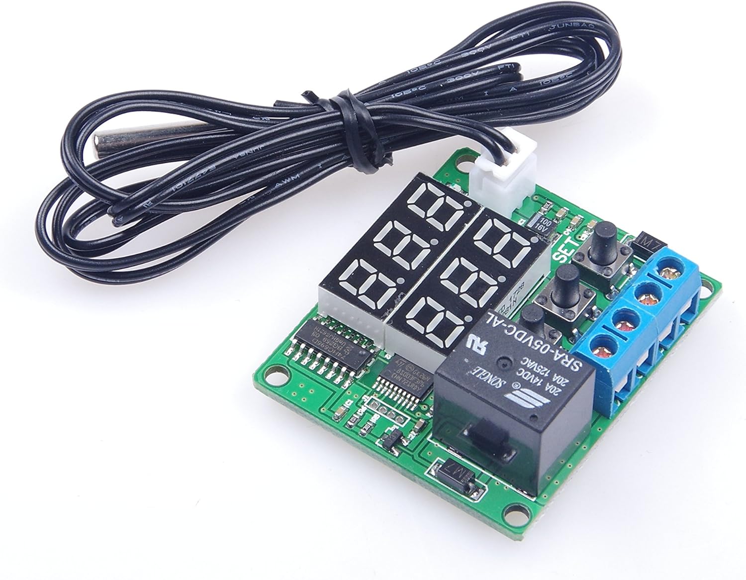 LM YN Módulo de termostato digital de 5 V CC de -58  a 257  Fahrenheit, pantalla de temperatura controlador de temperatura con relé de 20 A, sonda