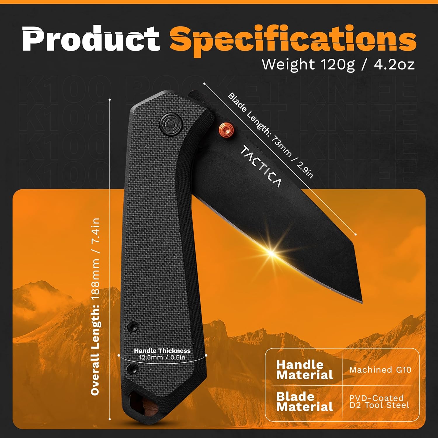 TACTICA Cuchillo de bolsillo plegable para camping, senderismo y uso diario  Pequeño cuchillo de bolsillo EDC para hombres y mujeres  Cuchillo de