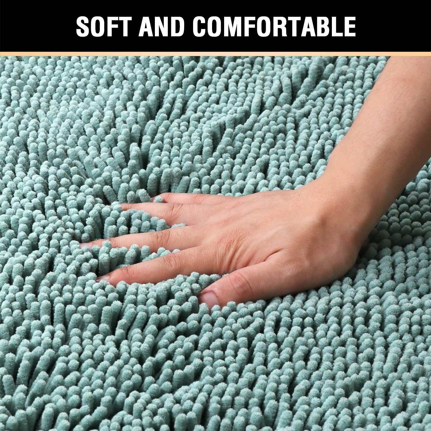 H.VERSAILTEX Juego de 2 alfombras de baño de felpilla lanuda original, 20 x 20 pulgadas, cuadradas, en forma de U, contorneadas y alfombras de 32 x