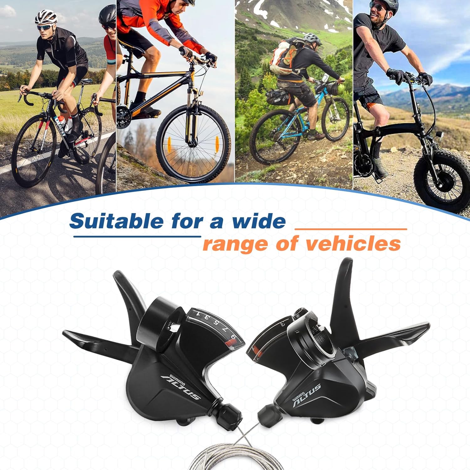 Shimano Altus Rapidfire Plus – Palanca de cambio de bicicleta SL-M2010, 27 velocidad-9 velocidades, palanca de cambios derecha, palanca de cambios