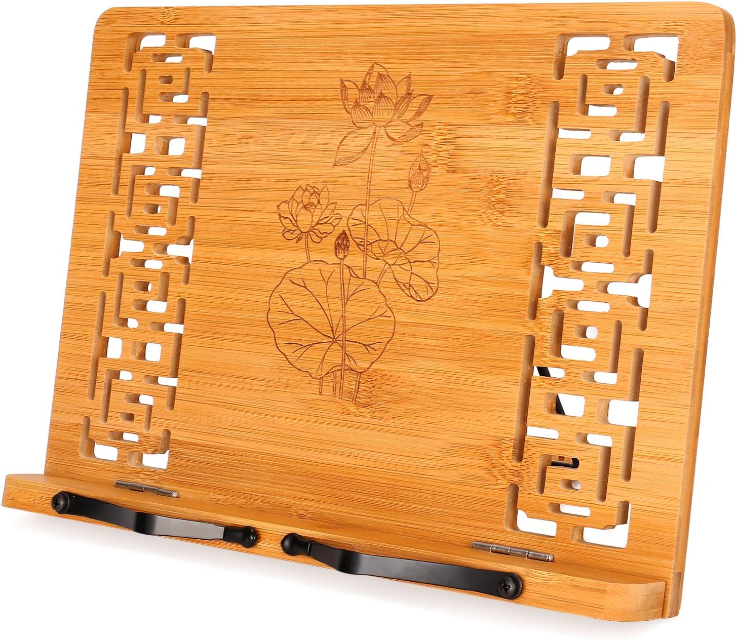 MEGREZ – Soporte de bambú plegable para lectura de libros, marco y soporte de libros de cocina, tabletas, libros de texto, documentos de música,