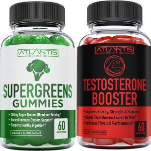 Atlantis Nutrition Supergreens 60 gomitas + refuerzo de testosterona paquete de 2 (120 gomitas) Atlantis Nutrition Supergreens 60 gomitas + refuerzo de testosterona paquete de 2 (120 gomitas)