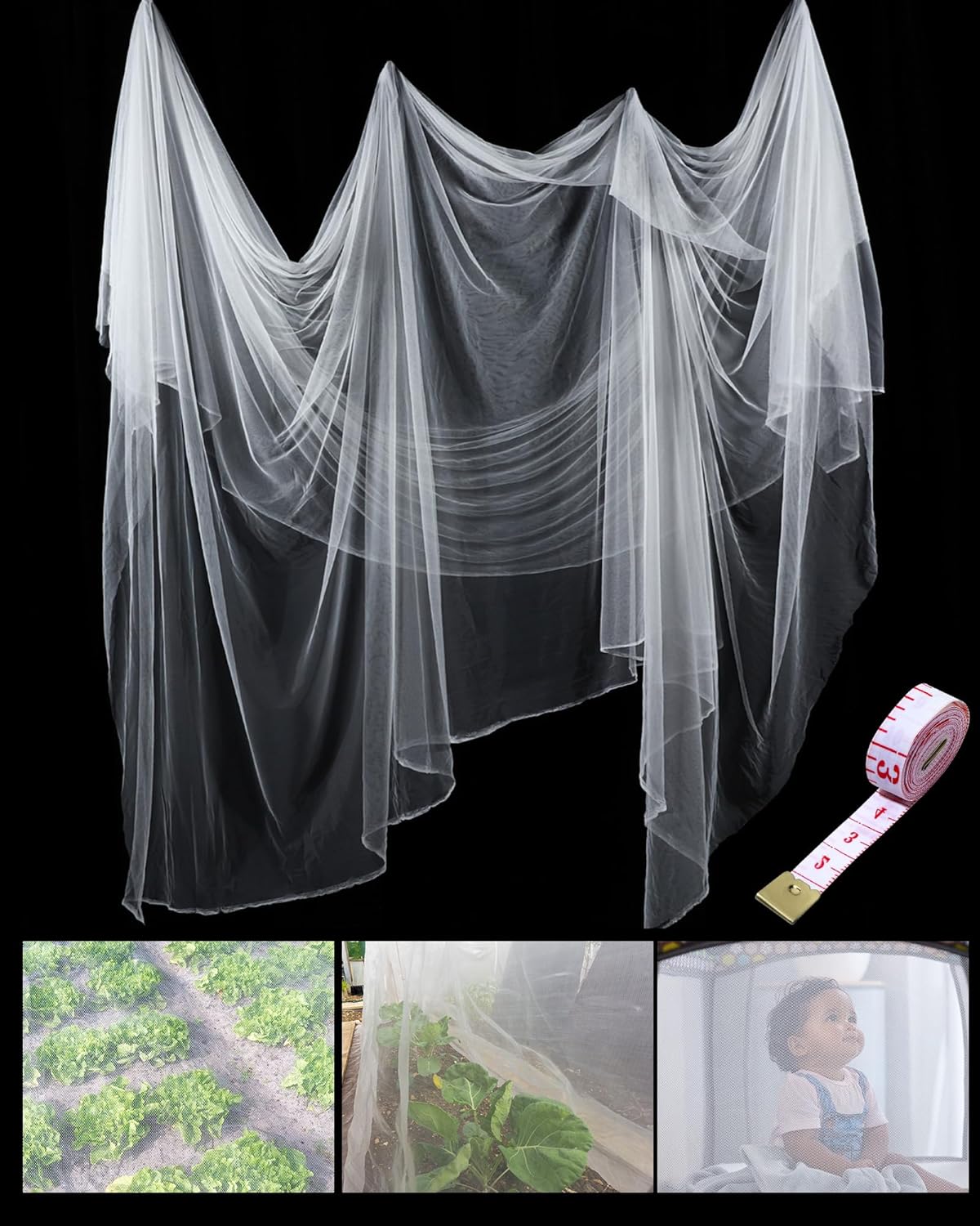 Zonon – Mosquitera para insectos, malla protectora contra pájaros, mosca, escondite de caza, malla de protección para plantas de jardín, Blanco