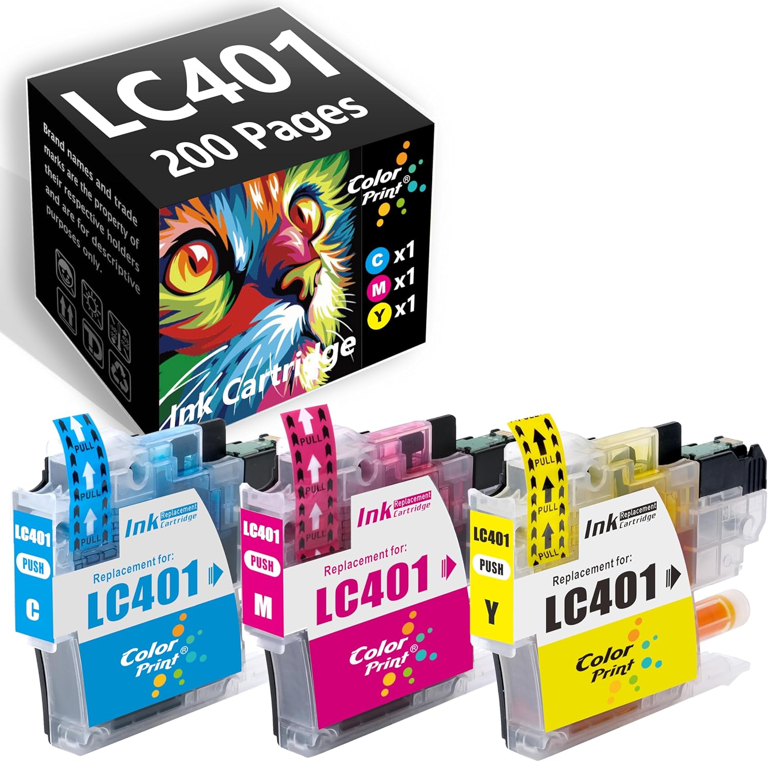 ColorPrint Cartucho de tinta compatible LC401XL de repuesto para Brother LC401 XL LC401C LC401Y LC401M para impresora láser MFC-J1010DW MFC-J1012DW