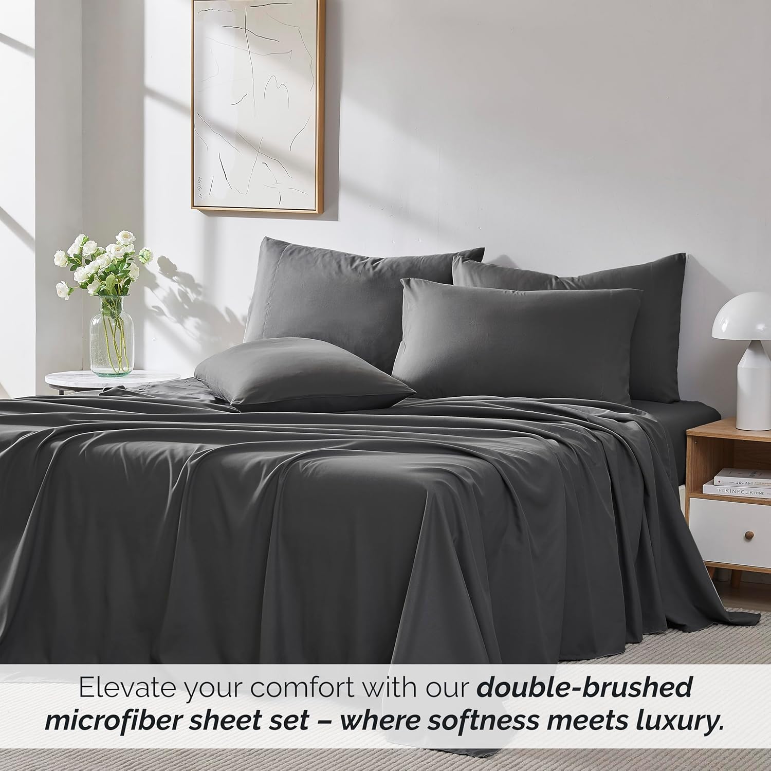 Southshore Fine Living, Inc. Juego de sábanas de microfibra ultrasuave de 7 piezas con bolsillo profundo, sábanas de microfibra ultrasuave con dos
