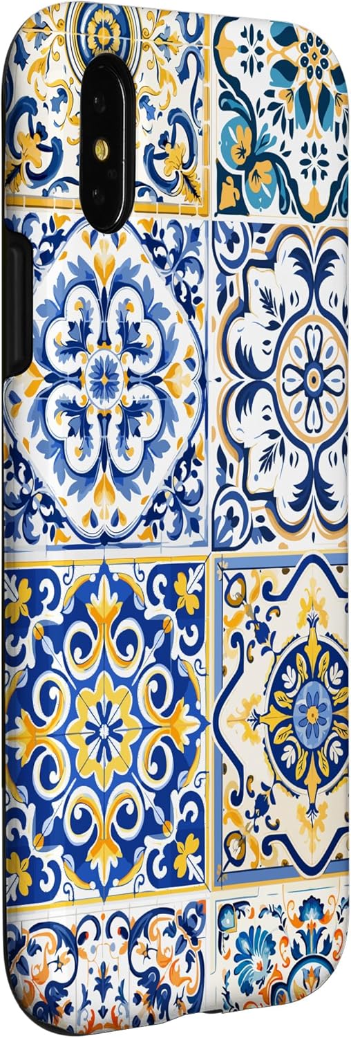 iPhone XXS Siciliana Mediterránea Patrón de azulejos con estuche estético Maiólica