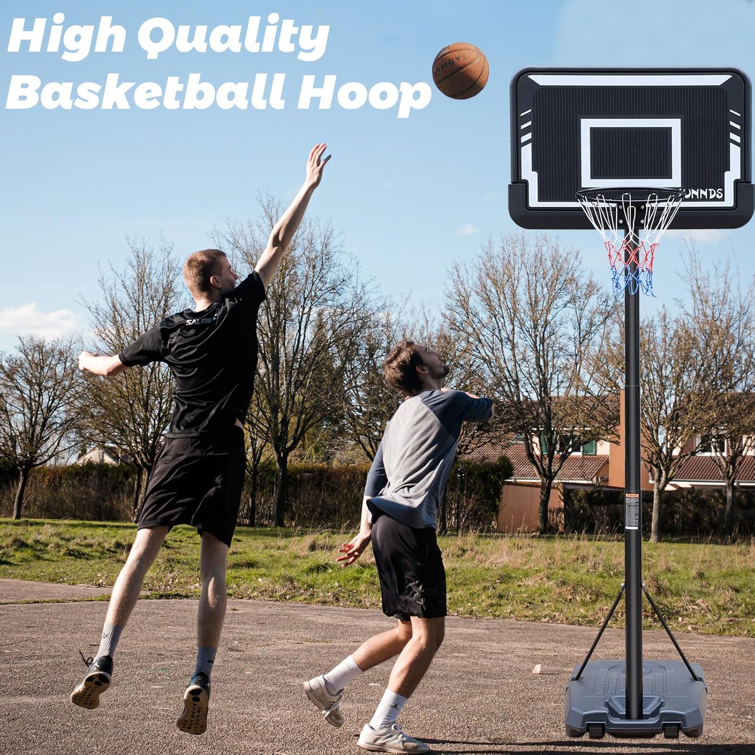IUNNDS Sistema de portería de aro portátil de baloncesto de 6.5 a 10 pies ajustable de 44 pulgadas para niñosadultos, interior y exterior