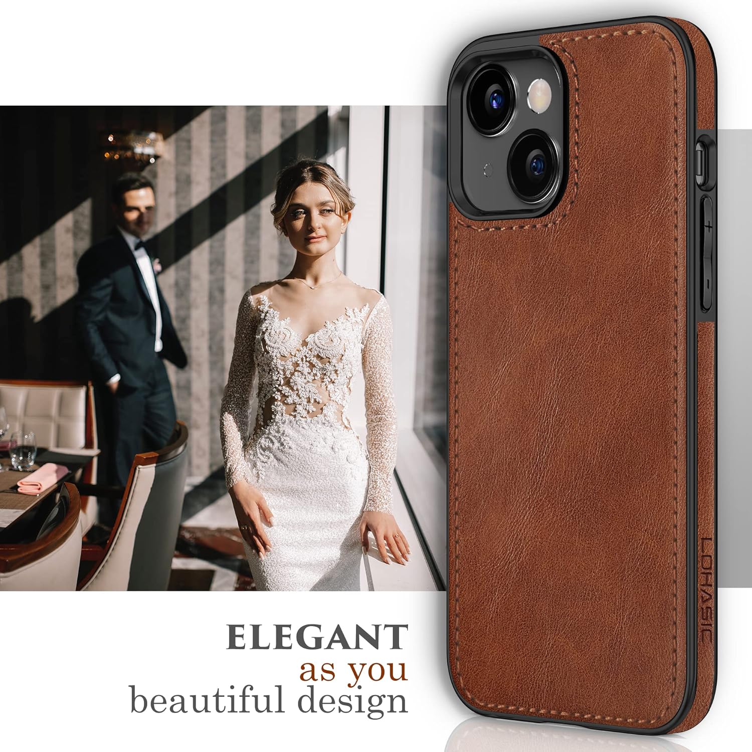 LOHASIC Funda de teléfono para iPhone 14, funda retro vintage de piel sintética para hombres y mujeres, agarre antideslizante, resistente a los