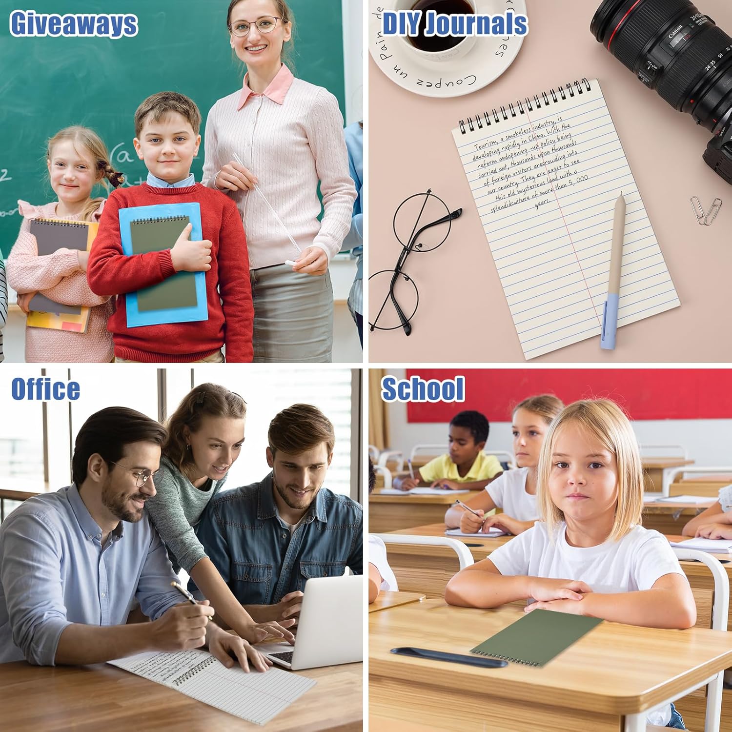 EOOUT Top – Paquete de 5 cuadernos estéticos de bolsillo de 6 x 9 pulgadas, 80 hojas de papel blanco con regla Gregg, cubiertas coloridas, cuadernos