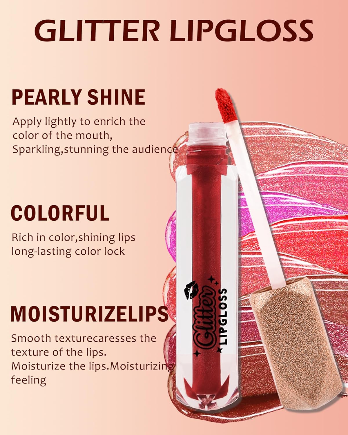 Lápiz labial líquido con purpurina mate, 1 unidad, resistente al agua, diamante, rojo, rosa, brillante, metálico, de alto pigmento, antiadherente,