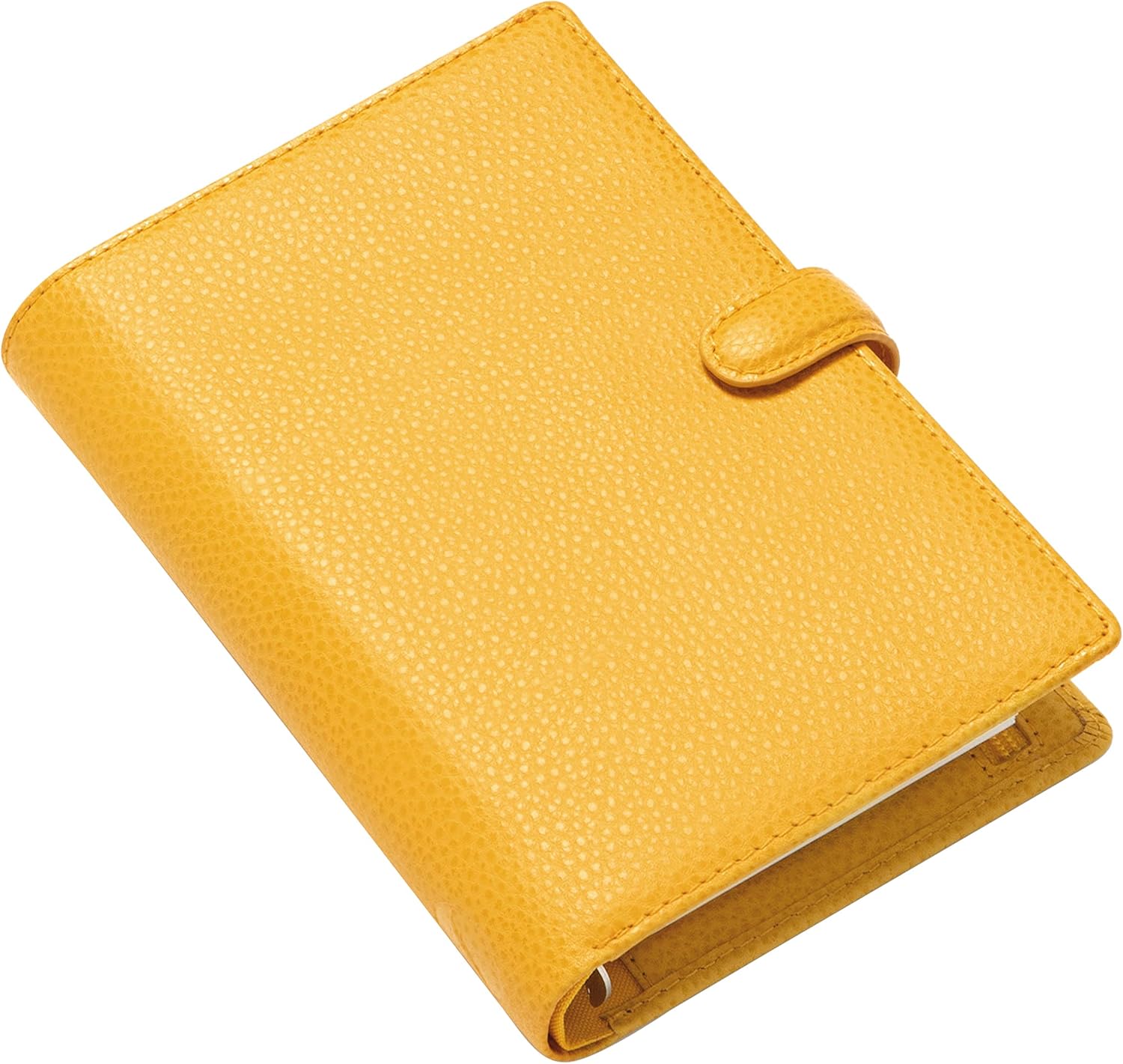 Filofax Finsbury – Organizador de tamaño personal, mostaza, cuero granulado tradicional, seis anillos, calendario semanal para ver, multilingüe,