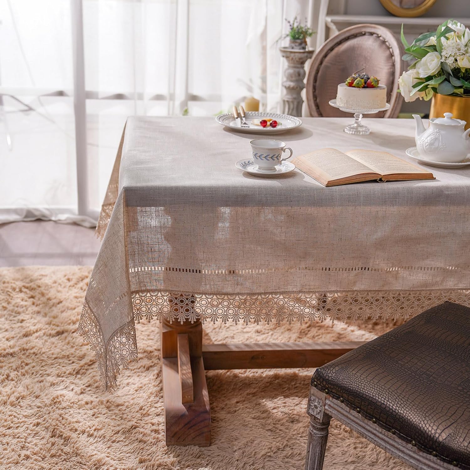 ARTABEL – Manteles de mesa de trabajo cortados con encaje láser troquelado a láser, exquisitos vintage, Shabby Chic para vacaciones, bodas, mesas