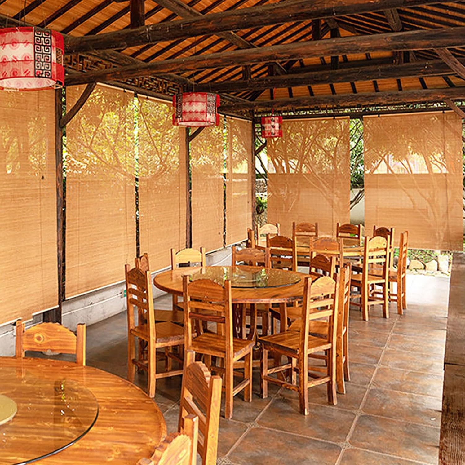 Persianas de bambú de bambú, persianas enrollables de bambú, persianas enrollables de bambú para exteriores, persianas enrollables de bambú para