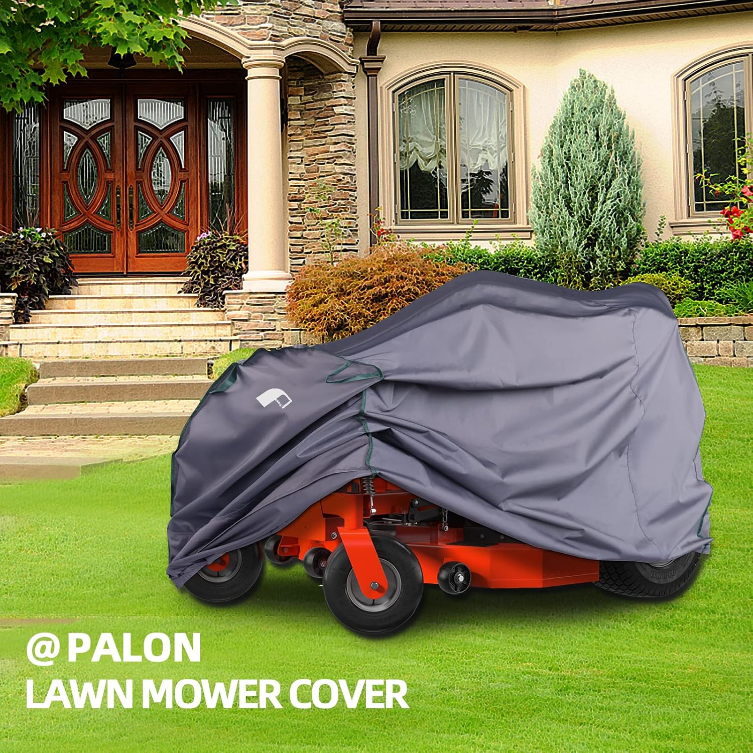 PALON Cubierta impermeable para cortacésped, resistente Ripstop para tractores, cordón de ajuste y hebilla ajustable, cobertizos portátiles con