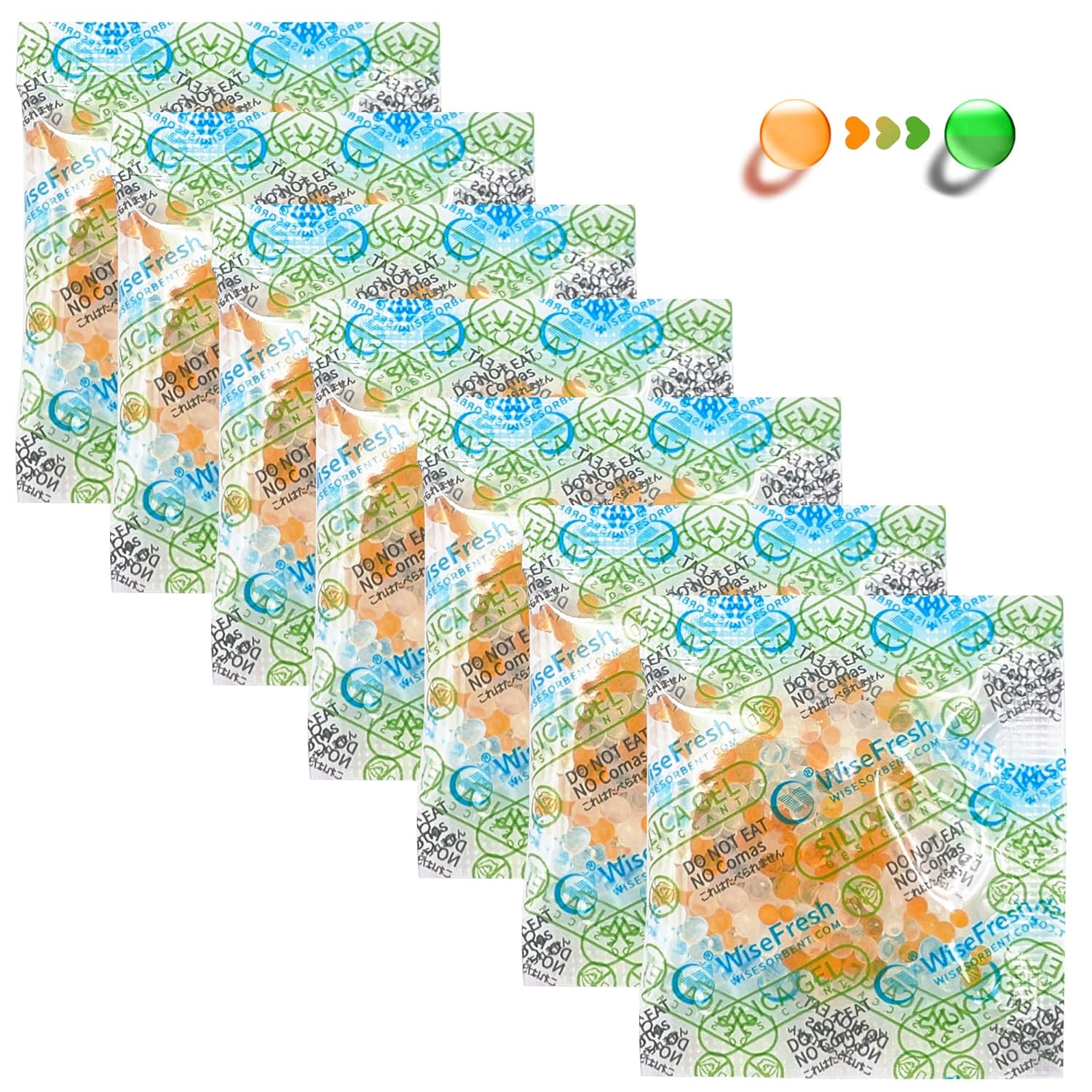 Paquete de 300 desecantes seguros para alimentos de 0.07 oz, paquetes de gel de sílice para almacenamiento de alimentos, indicadores de naranja a