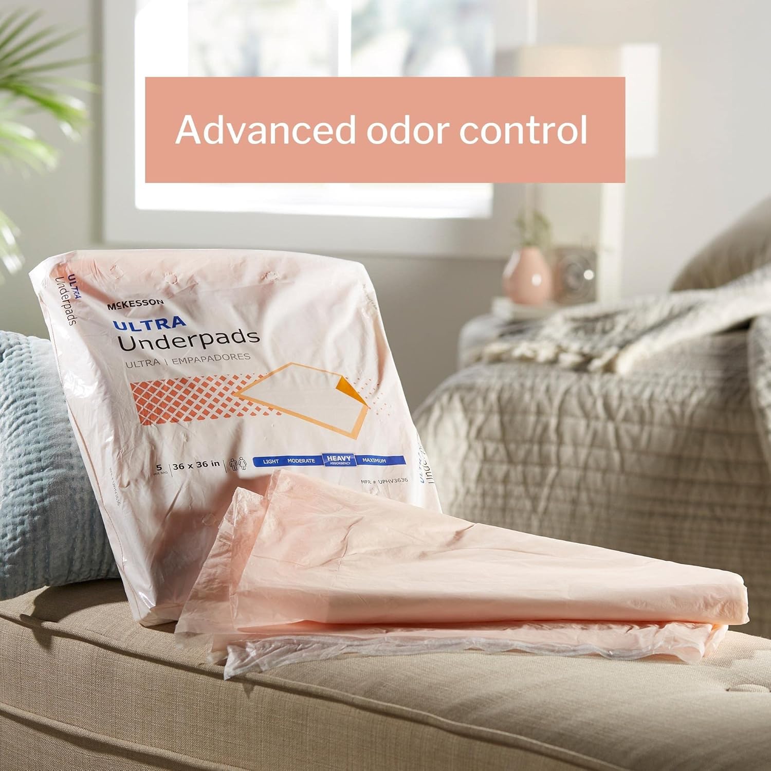 McKesson Ultra Underpads – Almohadillas para incontinencia para adultos, Chux, desechables, de gran absorción, 36 x 36 pulgadas, 100 unidades