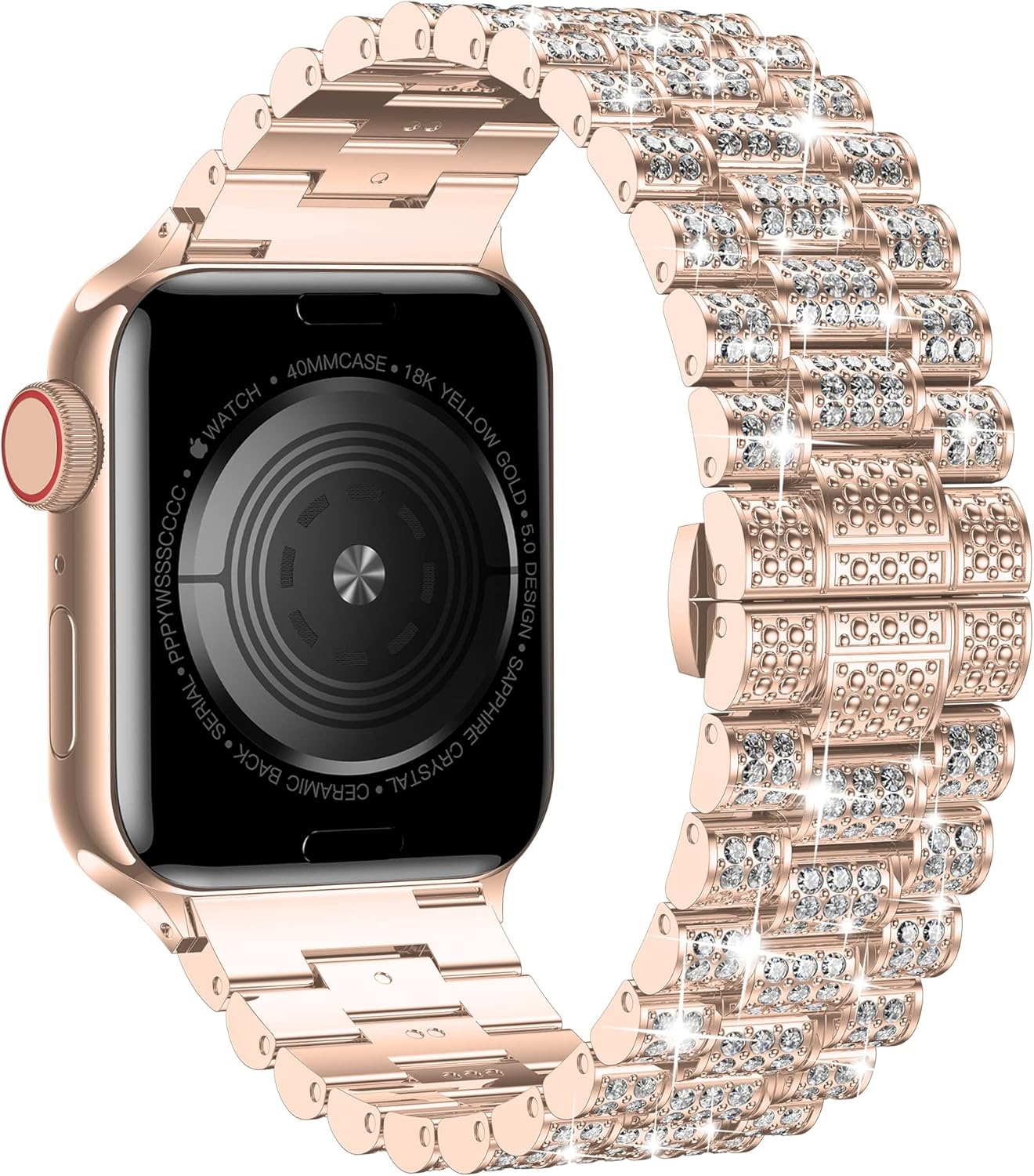 Wolait Compatible con Apple Watch Ultra 2 Band de 4945441.654 in 38401.614 in, correa de metal con diamantes de imitación para mujer para iWatch