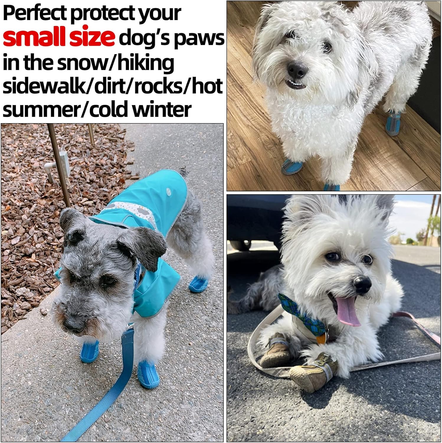 Hcpet – Zapatos para perros pequeños, botas transpirables, protectores de patas para pavimento caliente, botas de senderismo de nieve para invierno,