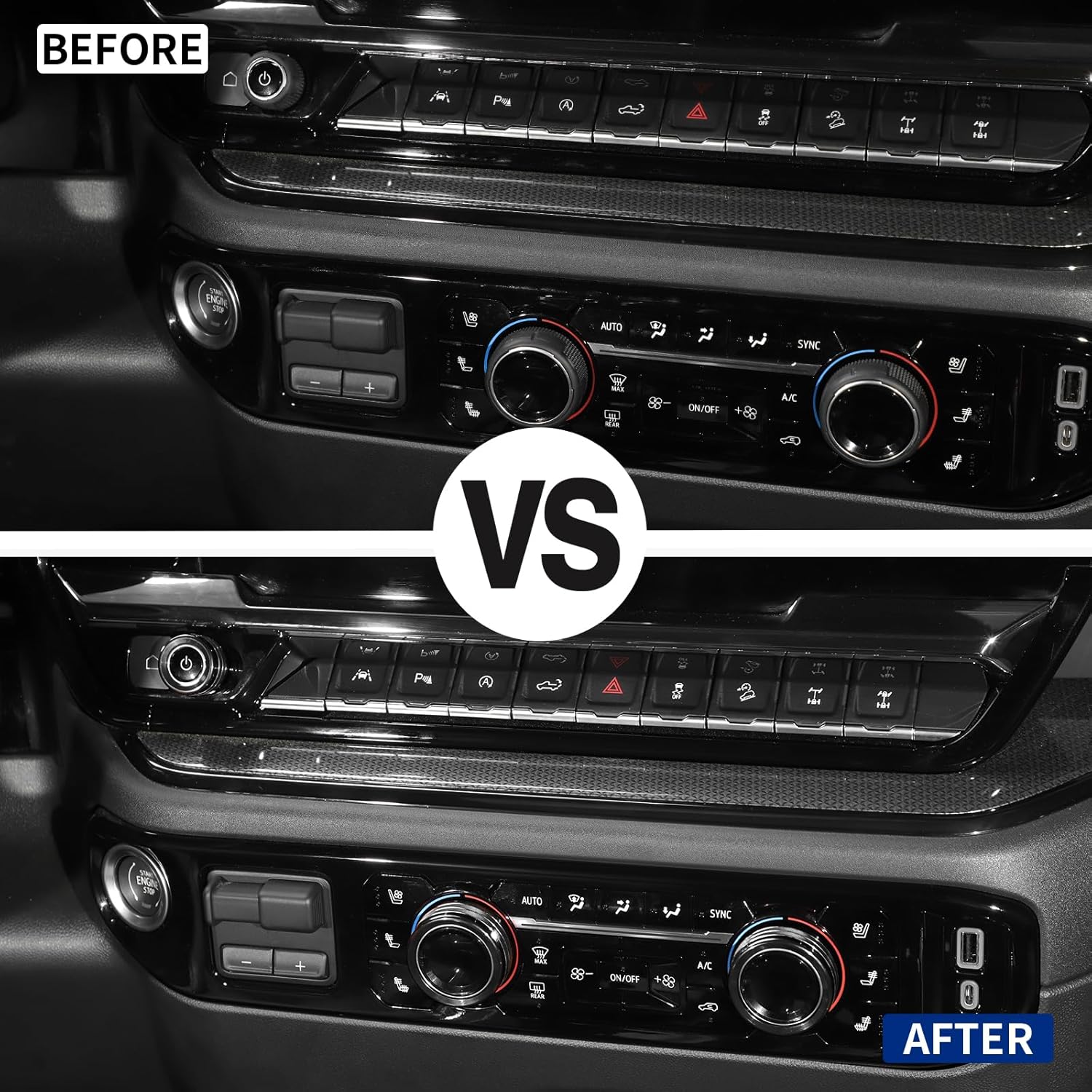 Voodonala Pomos de radio AC para interruptor de aire acondicionado, botón central de consola para interruptor de consola central, moldura para Chevy