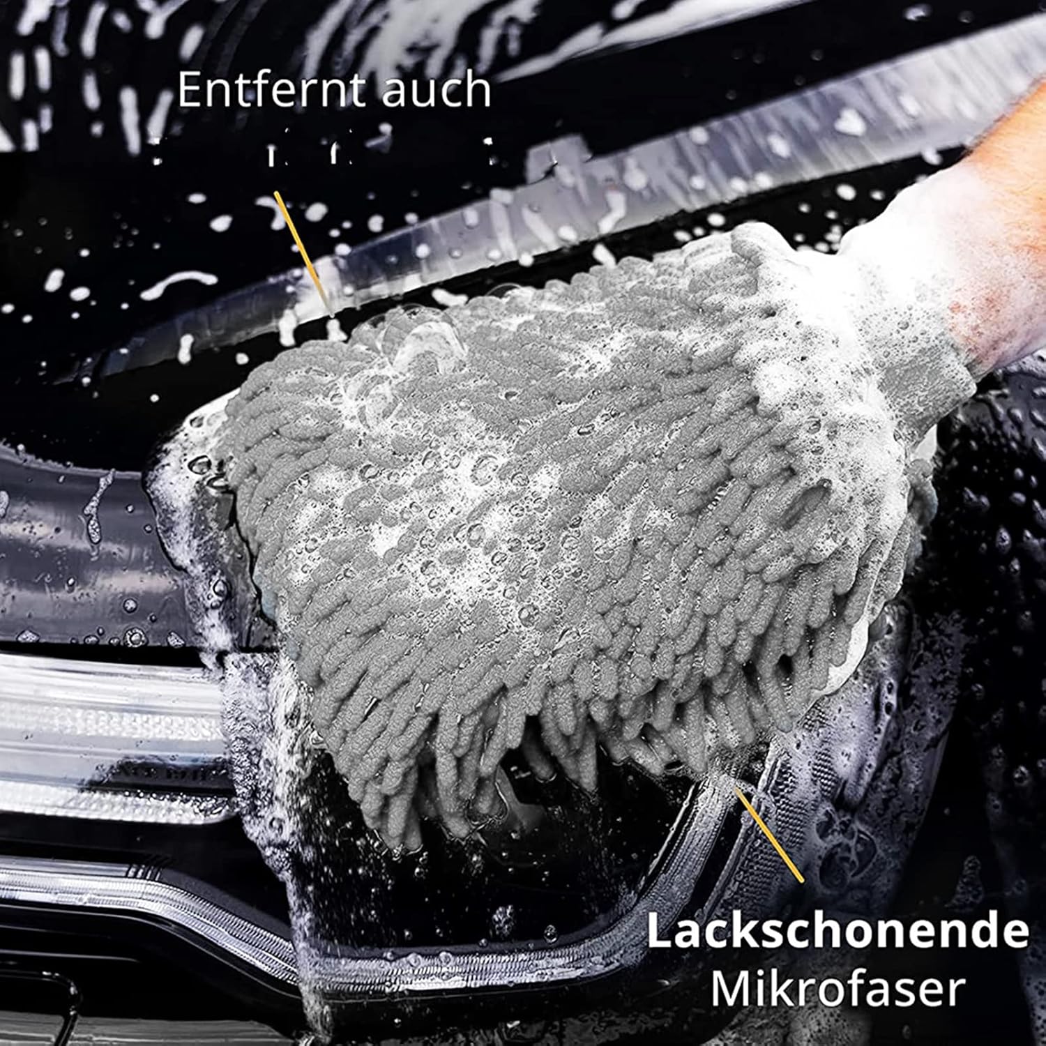 ANZHUO Manopla de lavado de coche azul marino de gran tamaño, guante de microfibra de chenilla de primera calidad, guante de limpieza de coche de
