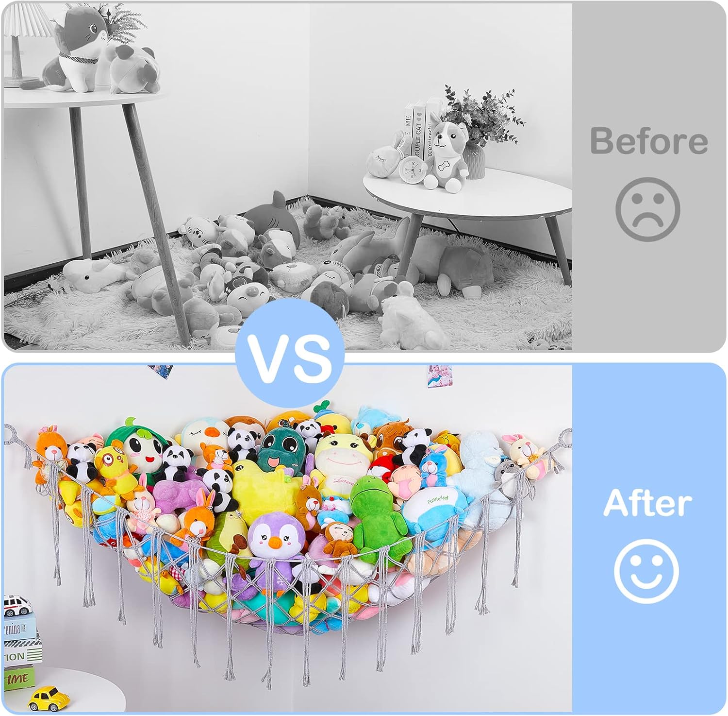 Unicorn Castle Hamaca de animales de peluche, organizador de almacenamiento de juguetes, soporte de juguetes de almacenamiento de animales de