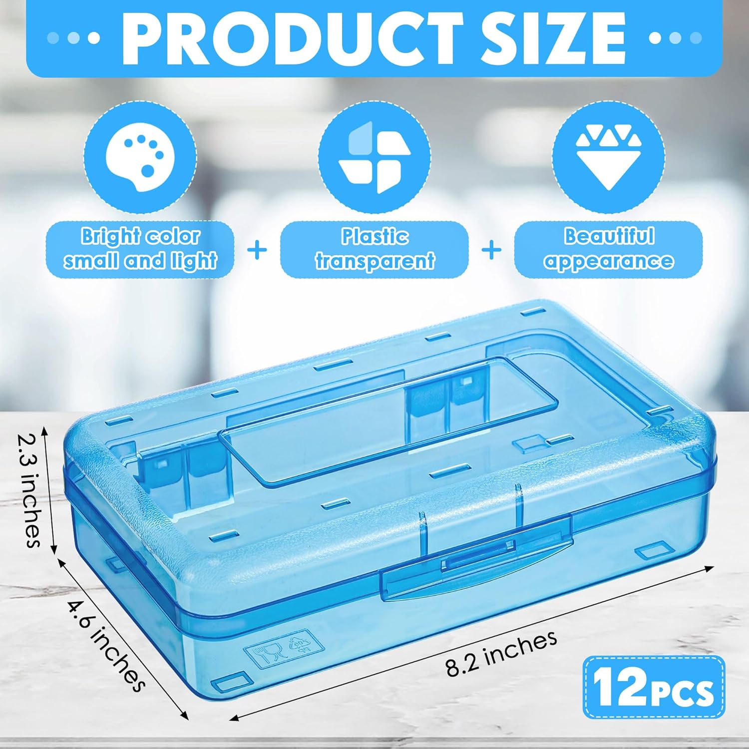 Patelai Paquete de 12 cajas de plástico transparente a granel con tapa cierre a presión, caja rígida de gran capacidad, organizador de