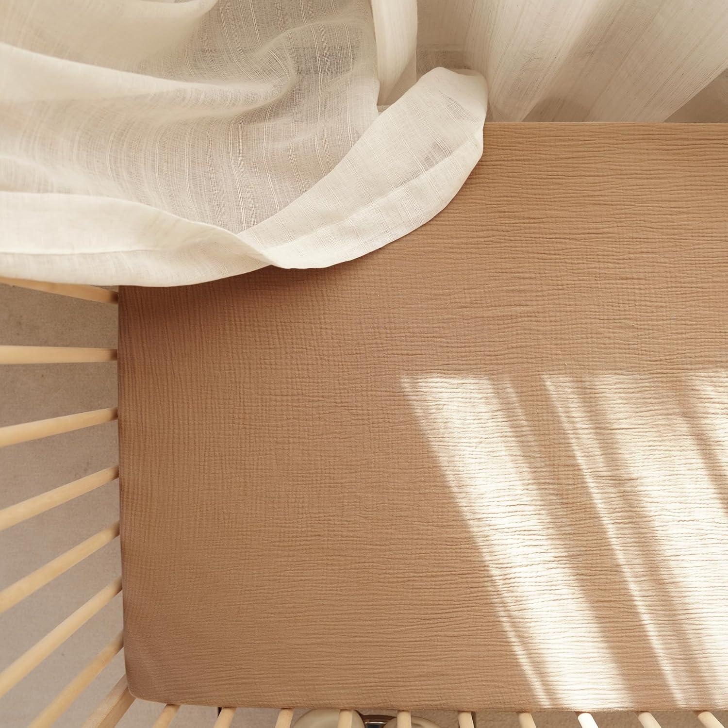 Konssy 2 sábanas bajeras de muselina para cuna, 100% algodón, para colchón de cuna estándar (28 x 52 pulgadas), suaves y transpirables para niños y